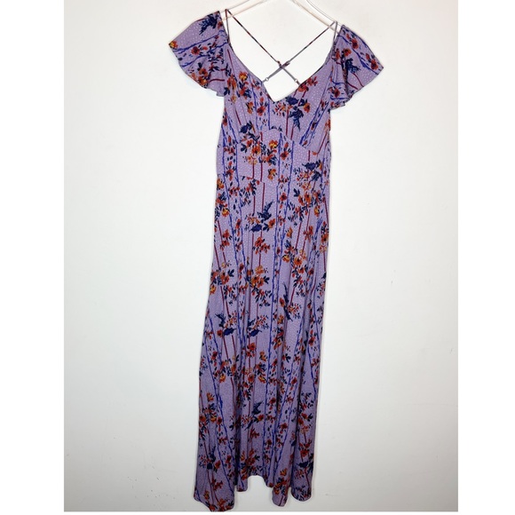 Anthropologie flutter sleeved midi cross back lilac dress. XS - Picture 7 of 12
